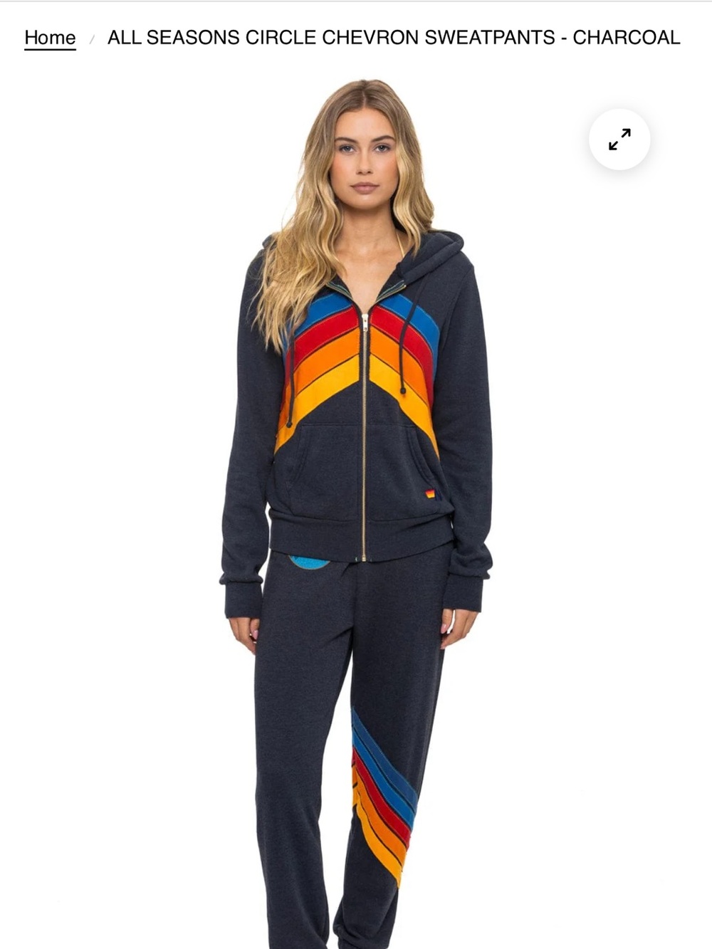 Aviator nation $400 set Charcoal Hoodie & Jogger Set with Rainbow Stripe - Picture 9 of 14
